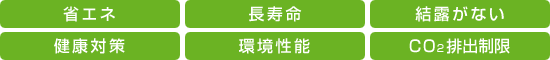 [省エネ][長寿命][結露がない][健康対策][環境性能][CO2排出制限]